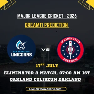 SFU vs WF D11 Prediction Today Match, Eliminator 2, MLC Fantasy Tips